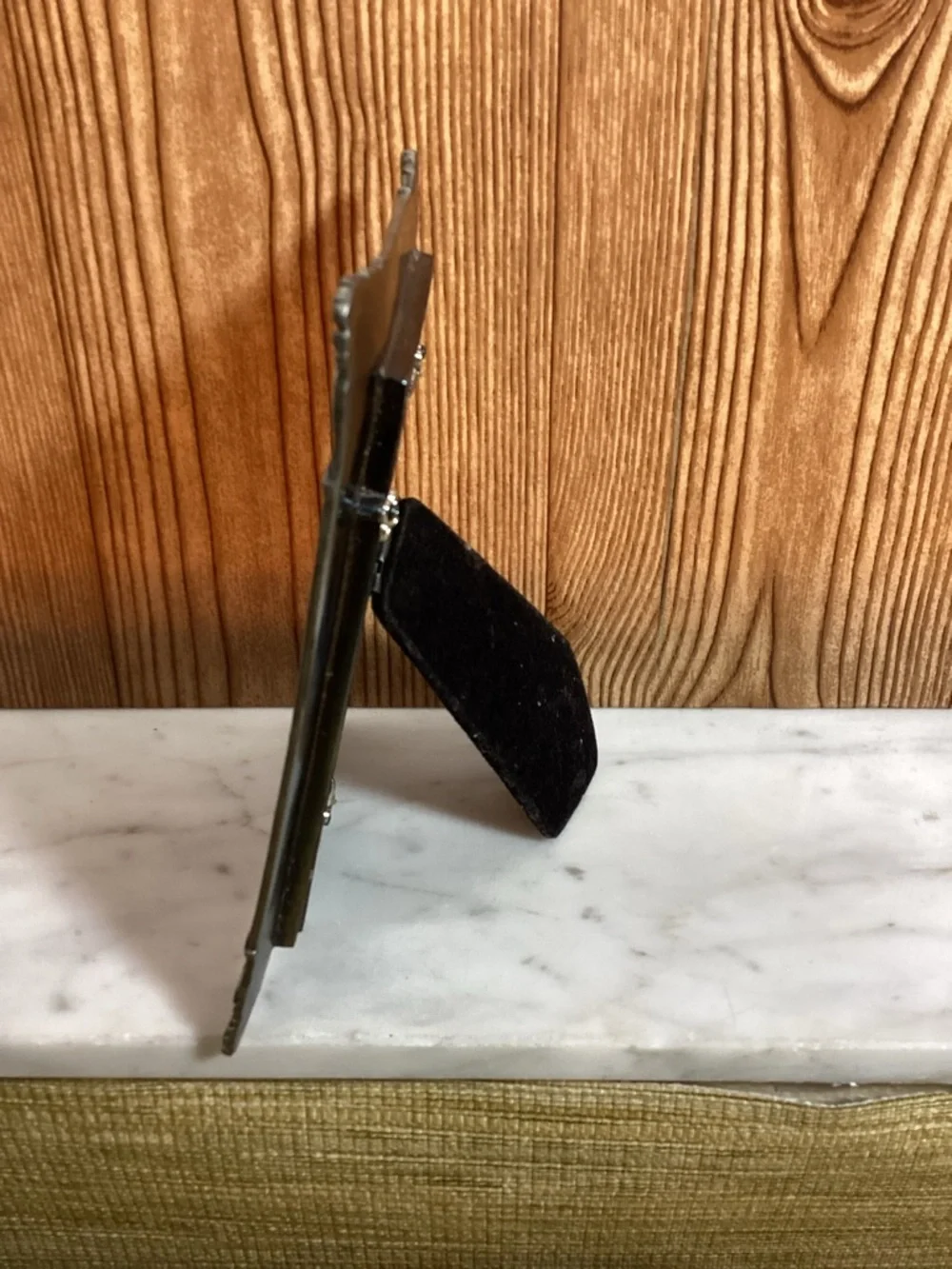 Hudson Hill Pewyer and Enamal Frame with Amber-Tone Insets Holds a 4x6